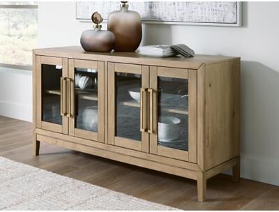 "Signature Design by Ashley Drovlayne Light Brown Dining Server - 60"" W x 18"" D x 32"" H"