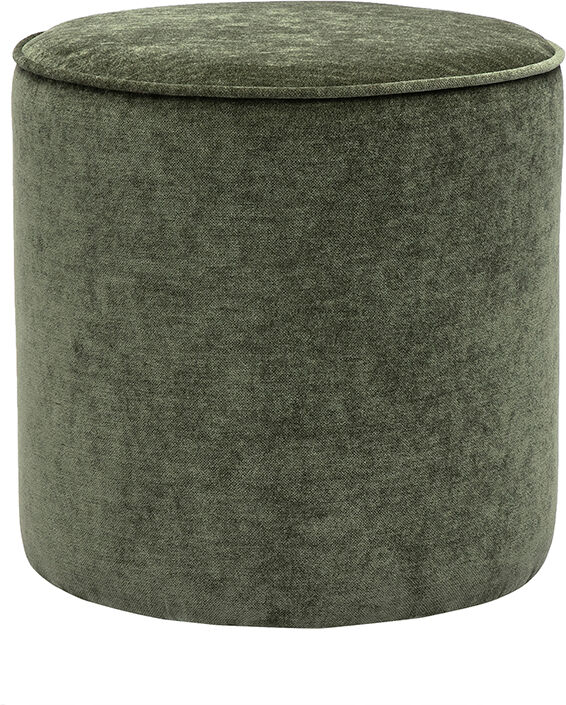 Miliboo Runder Pouf in Samtoptik, khakigrün D40 cm PAUL