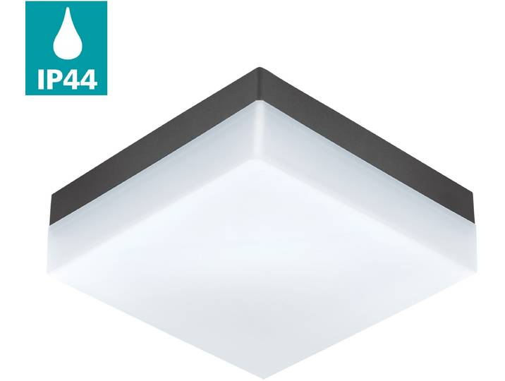 LED Außen-Deckenleuchte EGLO SONELLA , grau (anthrazit, weiß), B:21,5cm H:7cm L:21,5cm, Leuchten, LED Außen-Deckenleuchte, LED tauschbar