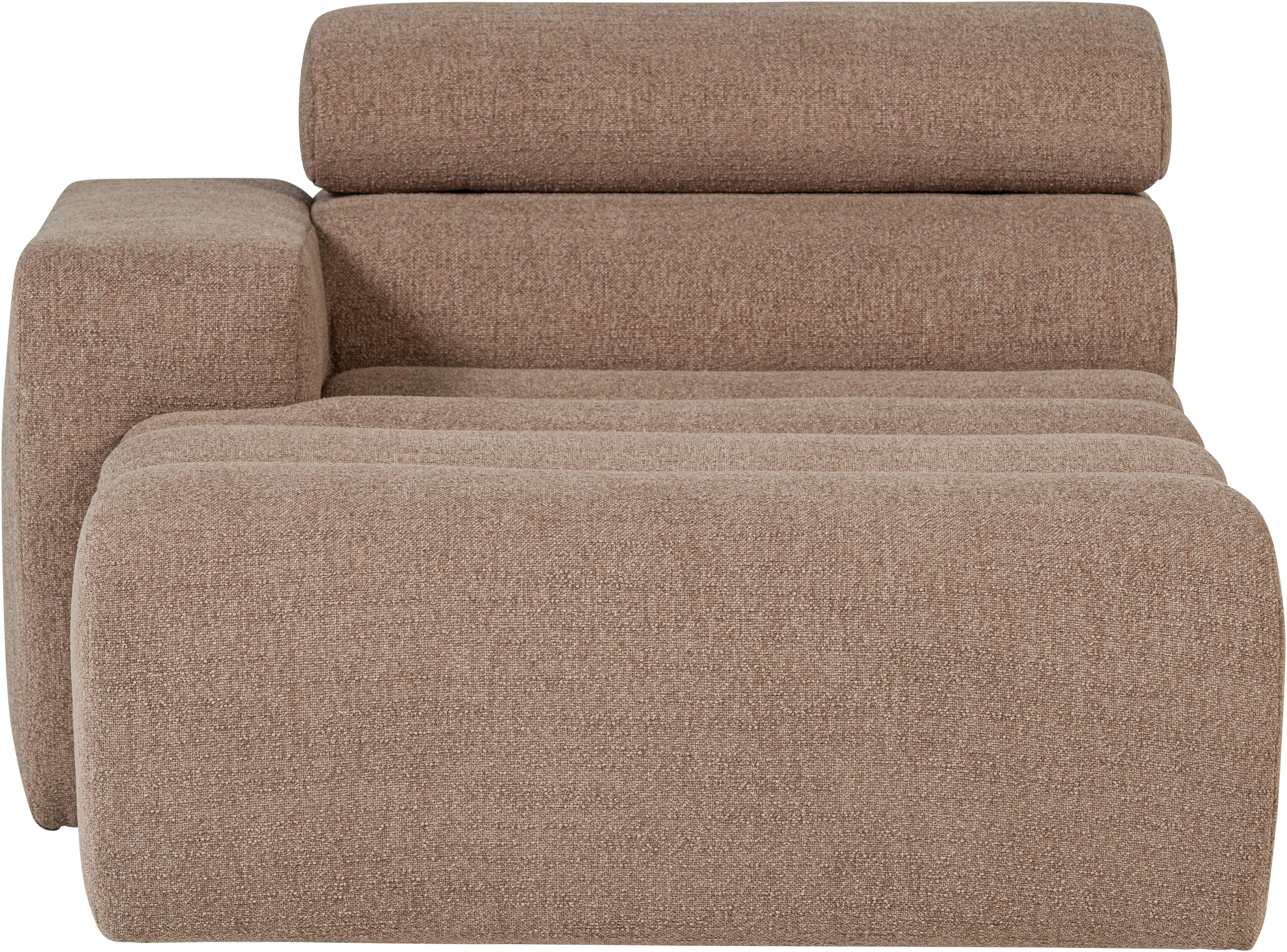 Sofaelement WOOOD "Novi Bezug mit verstellbarer Nackenstütze B 109 x T 173 x H 86 cm", braun (taupe), B:109cm H:86cm T:173cm, Polsterelemente, Sofaelement, Tragkraft 120 kg, Maximale Verschleissfestigkeit taupe Bouclé, links