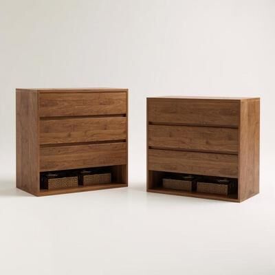 The Right Path Mid Century Modern 3 Drawer Side Table With Open Storage