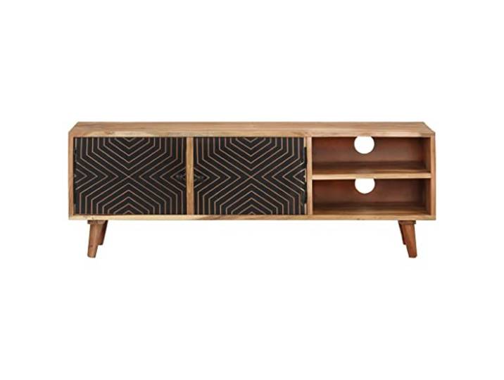 KGHERMDF TV-Schrank Massivholz Akazie 115x30x39 cm 2 Fächer, 2 Türen, Tropisches Hartholz, Witterungsbeständig, Langlebig