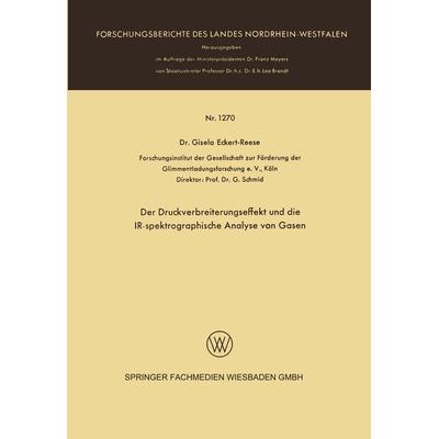 Der Druckverbreiterungseffekt und die IR-spektrographische Analyse von Gasen, Taschenbuch von Gisela Eckert-Reese, VS Verlag für Sozialwissenschaften,