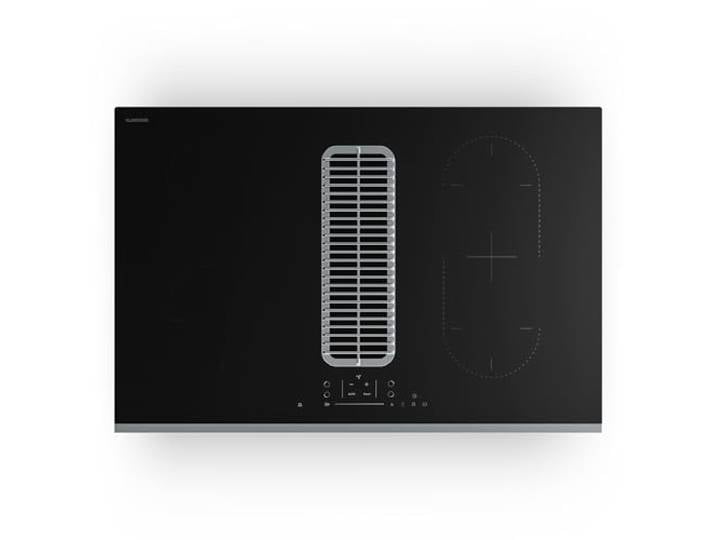 Klarstein Verosteel Induktionskochfeld mit Dunstabzug - 80cm, 4 Zonen, 7400W, Touch-Slider, Timer, Kindersicherung, Restwärmeanzeige, integrierte Dunstabzugshaube, Glas-Edelstahl