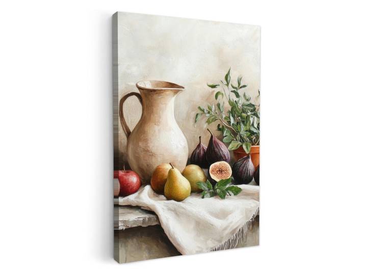 MuchoWow Leinwandbild Obst - Kräuter - Ländlich 80x120 cm, Naturfarben, Rechteckig, 80x120 cm, gerahmt, Bilder & Rahmen, Bilder, Leinwandbilder
