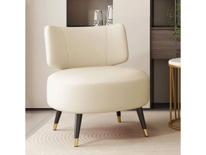LEIYTFE Einzelsofa Stuhl Leder Akzent Stuhl Moderne Gepolsterte Armlose Stuhl Für Schlafzimmer Negotiation Freizeit Stuhl,Breiter Sitz Faulenzer Stuhl Für Wohnzimmer, Büro, Cafe(Beige)