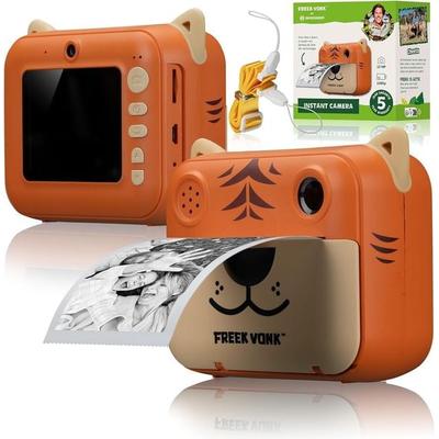 Freek Vonk 9820202 - BRESSER Kinder-Sofortbildkamera, Tigerdesign, Front- und Rückkamera, 93x73x44 mm