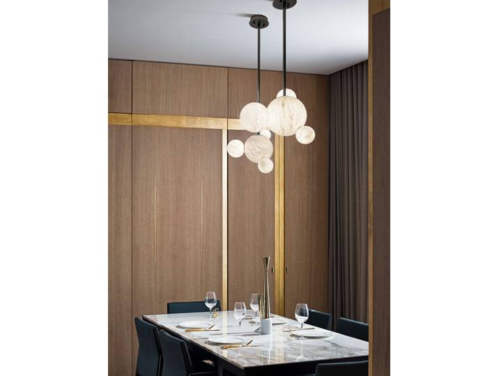 Art déco naturel marbre LED Lustre lampes suspendues Lustre albâtre Suspension Luminaire suspendu Lampen pour salle à manger