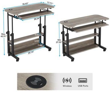 YUZHOU "70.87"" Solid Wood Two Person Computer Desk"