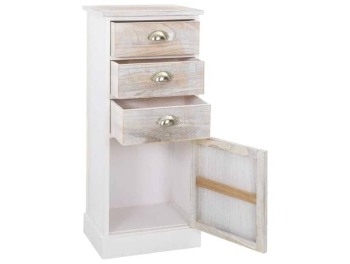 HBBMGYD Seitenschrank, 38 x 28 x 86 cm, Paulownia-Holz 3 Schubladen, 1 Tür, großer Stauraum, Schubladenschrank, vielseitig einsetzbar, pflegeleicht