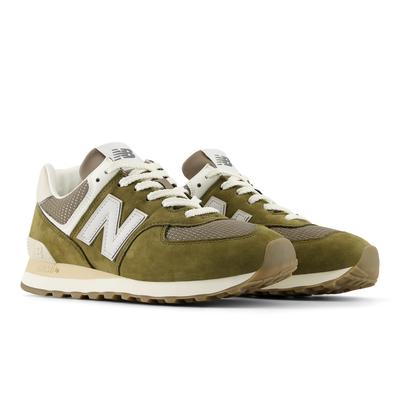 Sneaker NEW BALANCE "574", Damen, Gr. 37,5, grün (calcium), Leder, Synthetik, Textil, Schuhe Sneaker, Topseller
