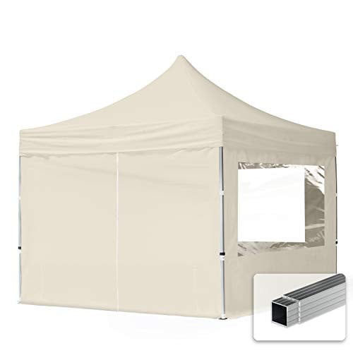 Toolport Vouwpaviljoen Partytent met 4 zijdelen, 3x3m, Aluminium frame, Crème
