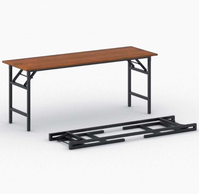 B2B Partner Stół konferencyjny FAST READY, 170x50 cm, czarna podstawa, czereśnia