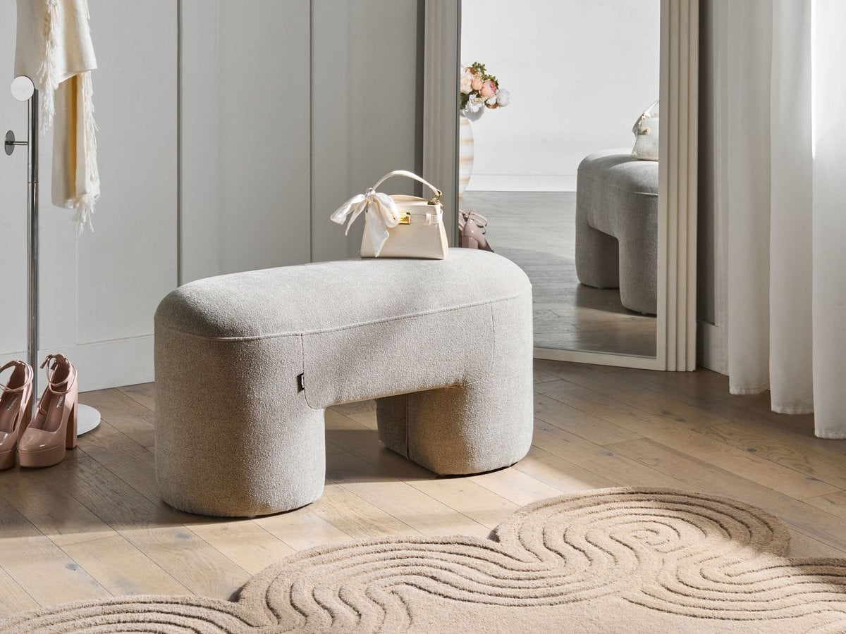 Beliani Bankje in Beige Bouclé
