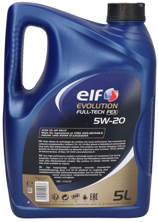 Huile moteur ELF EVO FULLTECH FEX 5W20 5L