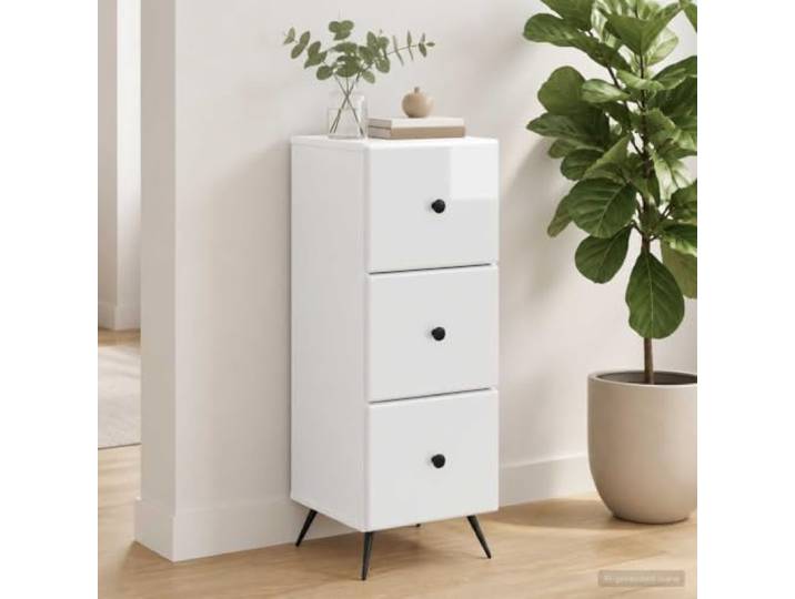 KGHFDVB Schubladenschrank Hochglanz Weiß 33 x 34,5 x 90 cm Verstellbare Regale, Stabiler Schließmechanismus, Für Büro und Zuhause, Einfache Montage