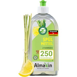 AlmaWin Spülmittel Zitronengras, mikroplastikfrei, Konzentrat, biologisch abbaubar, Flasche, 500 ml
