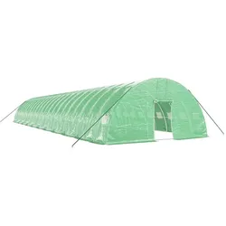 Helloshop26 - Gewächshauszelt für Pflanzen Blumen und Gemüse mit Stahlrahmen 132 m2 22 x 6 x 2,85 m grün