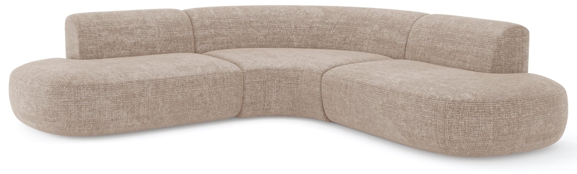 Ecksofa WONDER Geprägter Samt Beige 90cm
