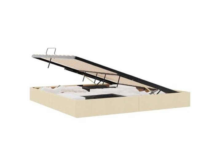 KTHLBRH Ottoman-Bett mit Stauraum, Creme, 200 x 200 cm, Stoff Metallrahmen, hydraulisches Heben, Stoffbezug, quadratisches Ziehen, Innenbereich, Montage erforderlich