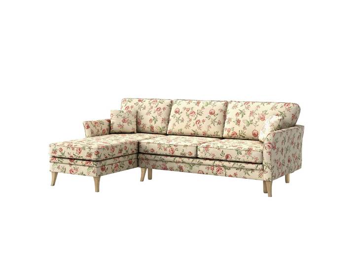 Canapé d’angle Estallo Rose foncé Tissu Rois 240 x 88 x 160cm Méridienne courte montable des deux côtés Moderne