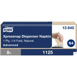 Tork Xpressnap® Natur Spenderserviette N4, 100 % recycelt, 1-lagig, 40 × 225 Ser...