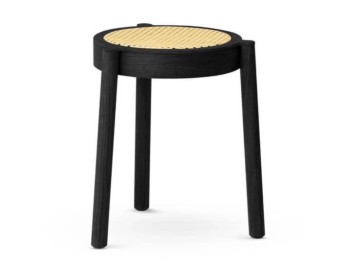 Northern Pal tabouret rond avec assise en rotin Chêne noir, Ø37x46 cm