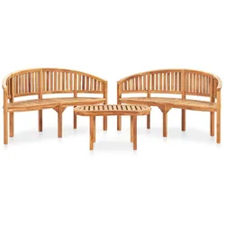 vidaXL 3-tlg. Garten-Lounge-Set Massivholz Teak