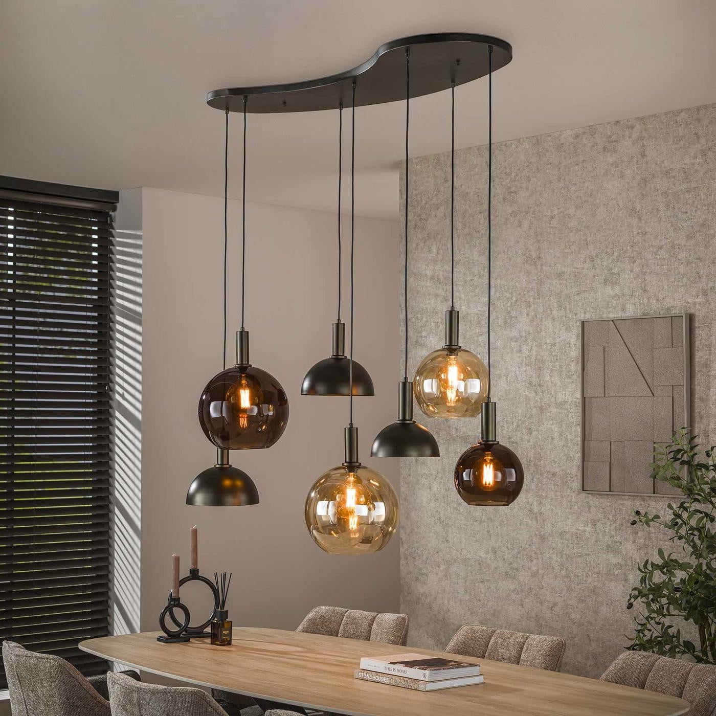 Hanglamp Cluster 4+3-lichts Sienna Bruin van Giga Meubel