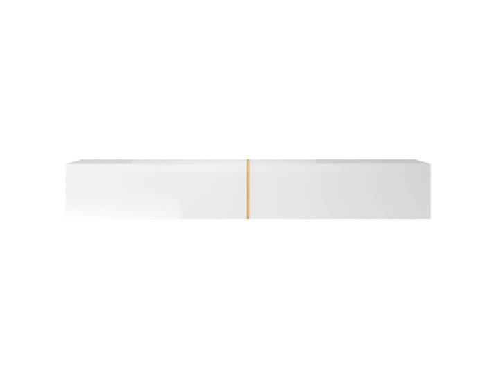 Selsey Tv-Lowboard Bisira Weiß / Gold 200/30/32 cm, Holzwerkstoff, Rechteckig, 200x30x31.6 cm, Wohnzimmer, TV Möbel, Lowboards, Lowboards stehend