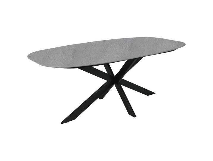 Carryhome Esstisch, Grau, Schwarz, Metall, oval, Flachrohr, 100x76x180 cm, Esszimmer, Tische, Esstische, Esstische oval