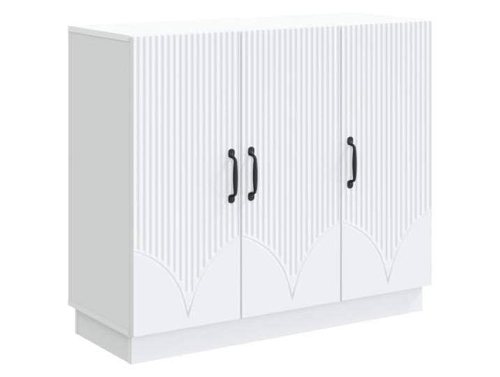 GHVBNMF Sideboard Weiß 89x34,5x77 cm Kommode mit 3 Türen Holzwerkstoff Geräumiger Küchenschrank und Beistellschrank für Wohnzimmer, Flur oder Schlafzimmer mit variablen Fächern.