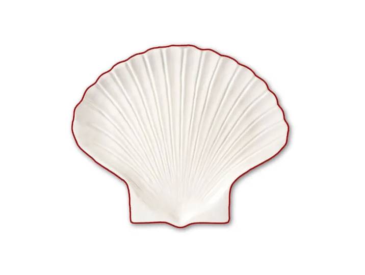 Byon Assiette Shell Line S 13x16 cm Blanc-rouge