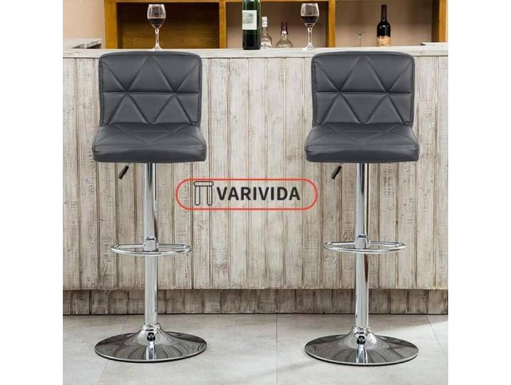 Tabouret de Bar - VARIVIDA - Lot de 2 - Réglable en Hauteur - Simili Cuir - Noir