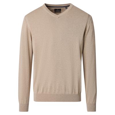 Strickpullover CASAMODA "CASAMODA Pullover uni", Herren, Gr. M, beige (hellbeige), 100% Baumwolle, Pullover Strickpullover