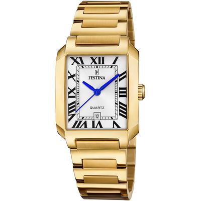 Quarzuhr FESTINA "On The Square", gold (goldfarben), Armbanduhren, Damen, Quarzuhr, Armbanduhr, Damenuhr, Edelstahlarmband, Datum