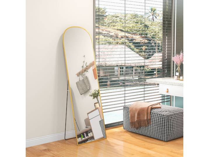 HOMCOM Miroir Moderne 50x170cm Or avec Support Pliant