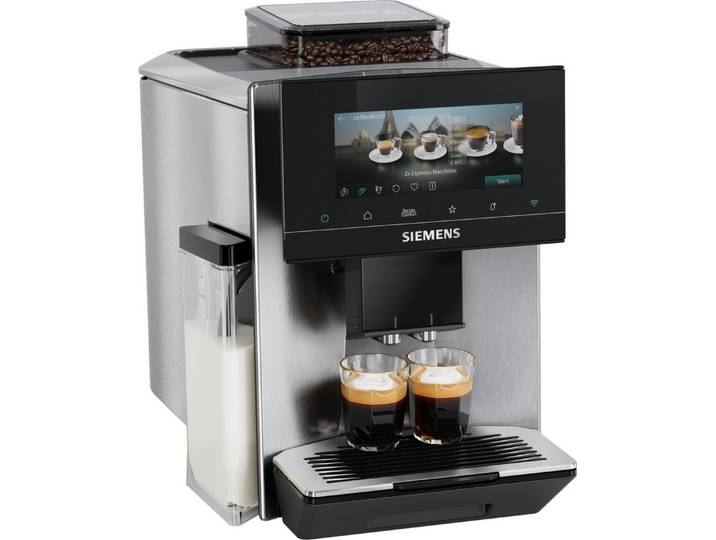 SIEMENS Kaffeevollautomat EQ900 TQ923E03, 41 versch. Getränke, XL-Getränke, Doppeltassenfunktion, farbiges 6.8'' TFT-Display, individuelle Aromaeinstellung, Edelstahl