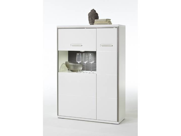 Highboard Trento 3 , weiß Hochglanz , mit 1er Set LED Unberbauspot weiß