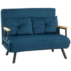 HOMCOM Schlafsofa, Zweisitzer mit Bettfunktion, Schlafcouch mit Samtoptik, Rückenkissen