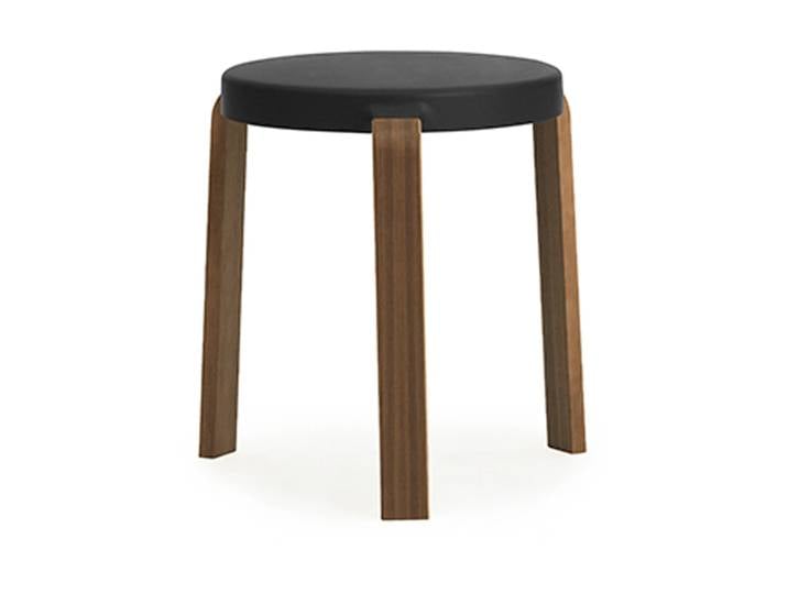 Normann Copenhagen Tap runder Hocker Black, Walnussholzbeine, Ø35x43 cm