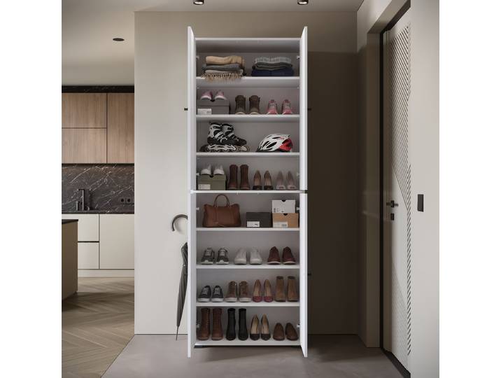 Armoire à chaussures Bredlow 70cm Blanc/Blanc brillant