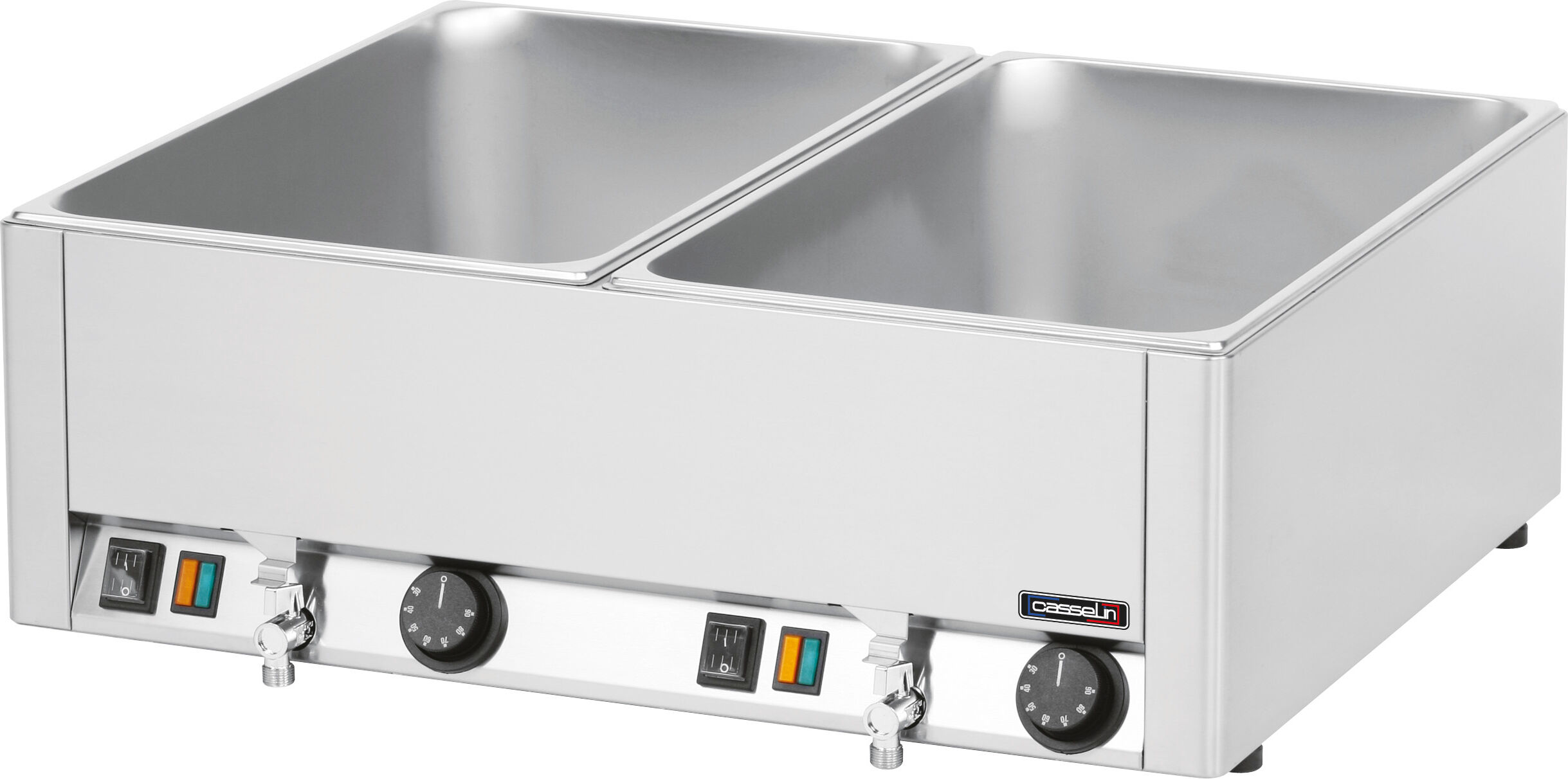 Casselin Bagnomaria Doppio con 2 Rubinetti di Scarico GN 1/1