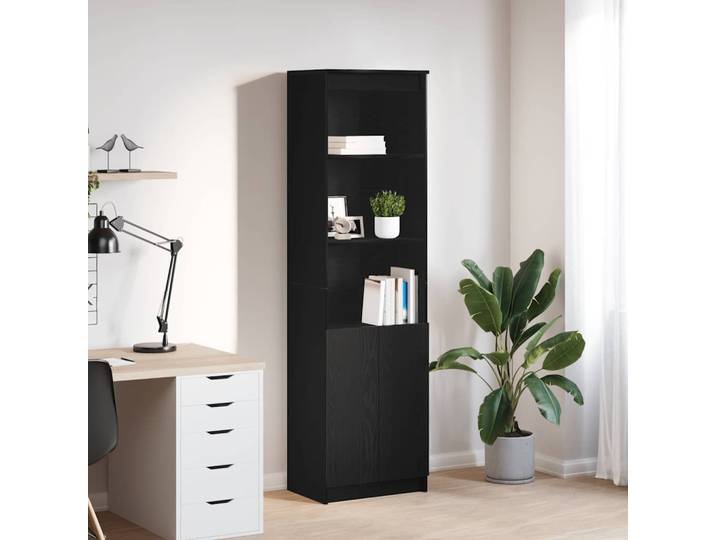 vidaXL Highboard noir imitation chêne 50x35x180 cm Bois composite