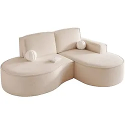 ECKSOFA SOFIA Bouclé-Stoff in Creme