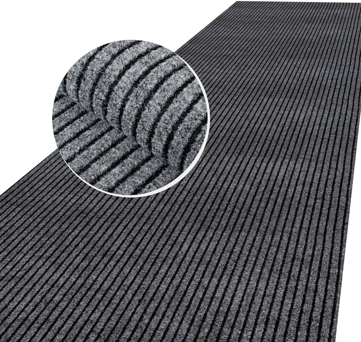 ANRO Loper Mischa Grijs - Schoonloopmat met Antislip - 300 x 100 cm