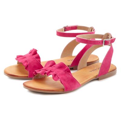 Sandale LASCANA "offener Schuh", Damen, Gr. 35, Schweinsleder, pink, Obermaterial: 100% Ziegenleder. Decksohle: 100% Rindsleder. Futter: 100% Schweinsleder. Laufsohle: 100% Synthetik, unifarben, Schuhe Sandale, Sandalette, Sommerschuh aus...