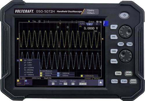 VOLTCRAFT DSO-5072H Hand-Oszilloskop 70MHz 2-Kanal 1 GSa/s 40 Mpts 8 Bit Digital-Speicher (DSO), Handgerät, Multimeter-Funktionen
