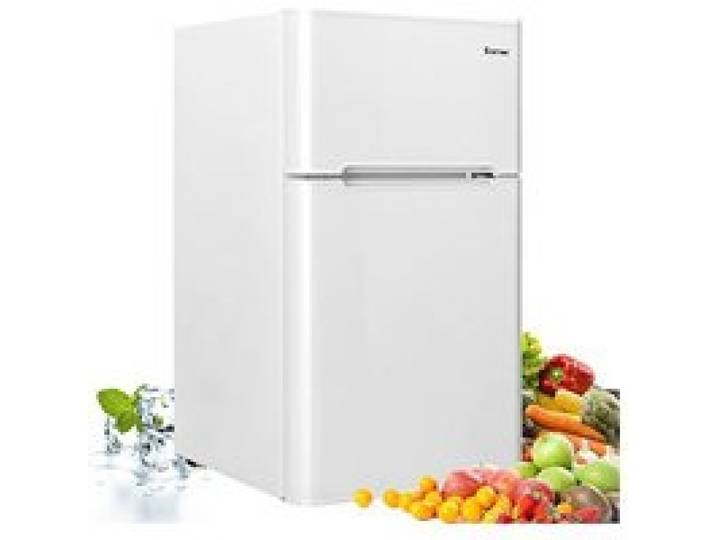 Réfrigérateur double porte - GENERIQUE - 90 L - 7 niveaux de température - Étagère réglable - Congélateur haut