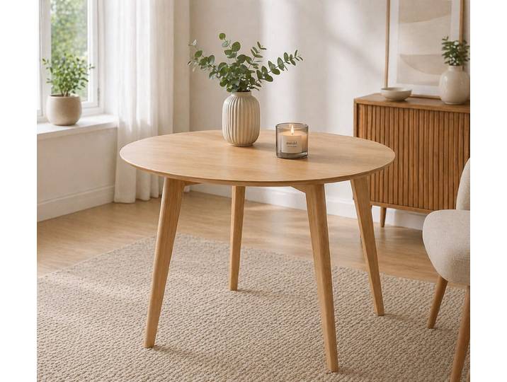 Esstisch ACTONA GROUP Roxby rund Ø105 – kompakt, robust & pflegeleicht, zeitloses Design , beige (natur, eiche natur), B:105cm H:76cm T:105cm, Tische, Esstisch